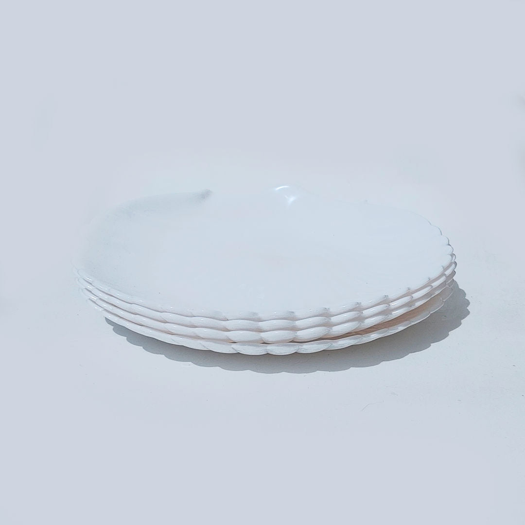 Set of Four Small Opaline Shell Plates