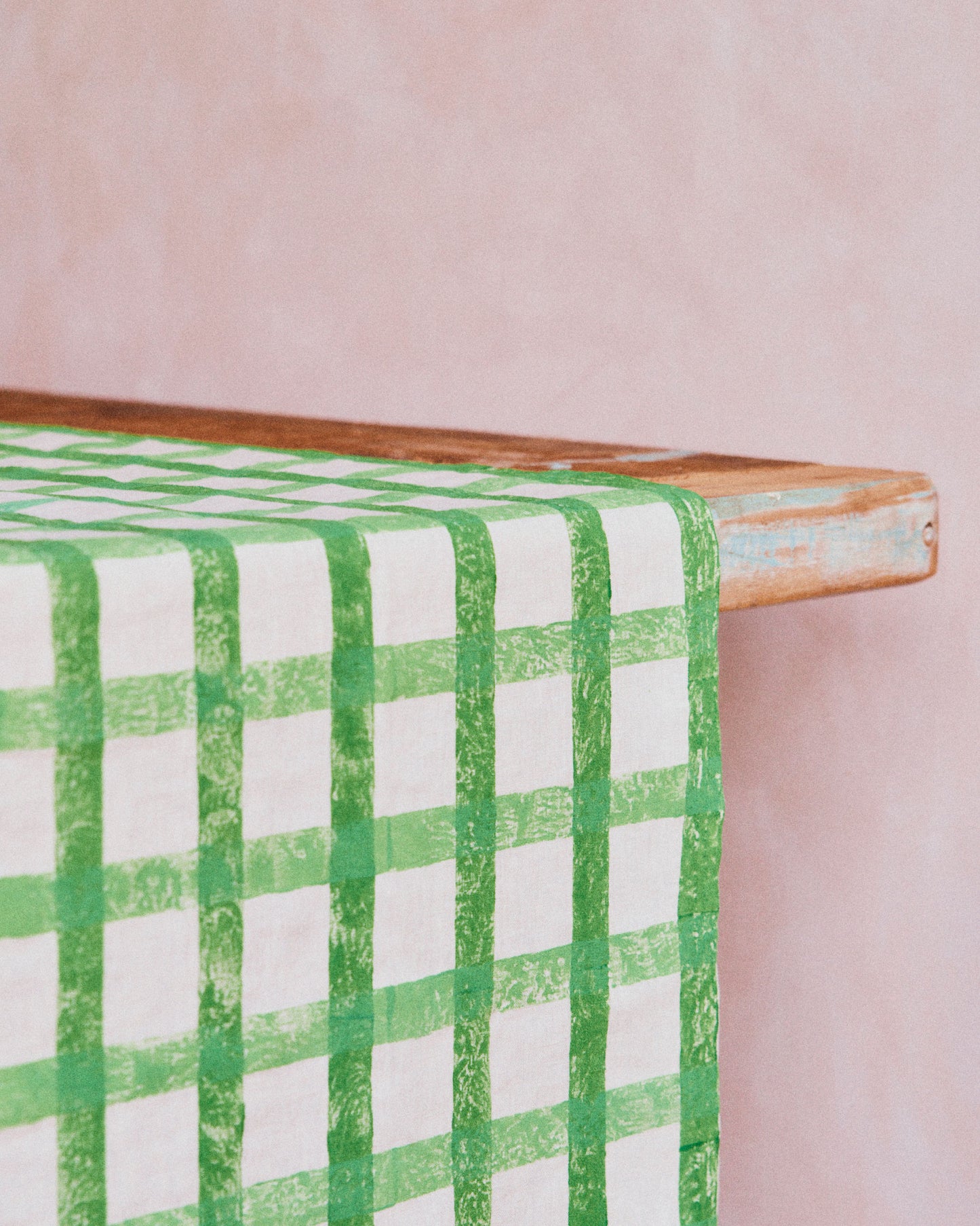 Green Gingham Stripe Table Runner