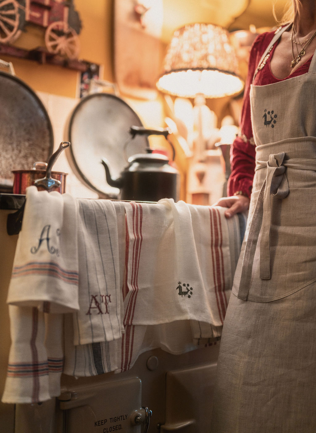 Set of 3 Kitchen Towels in French Blue