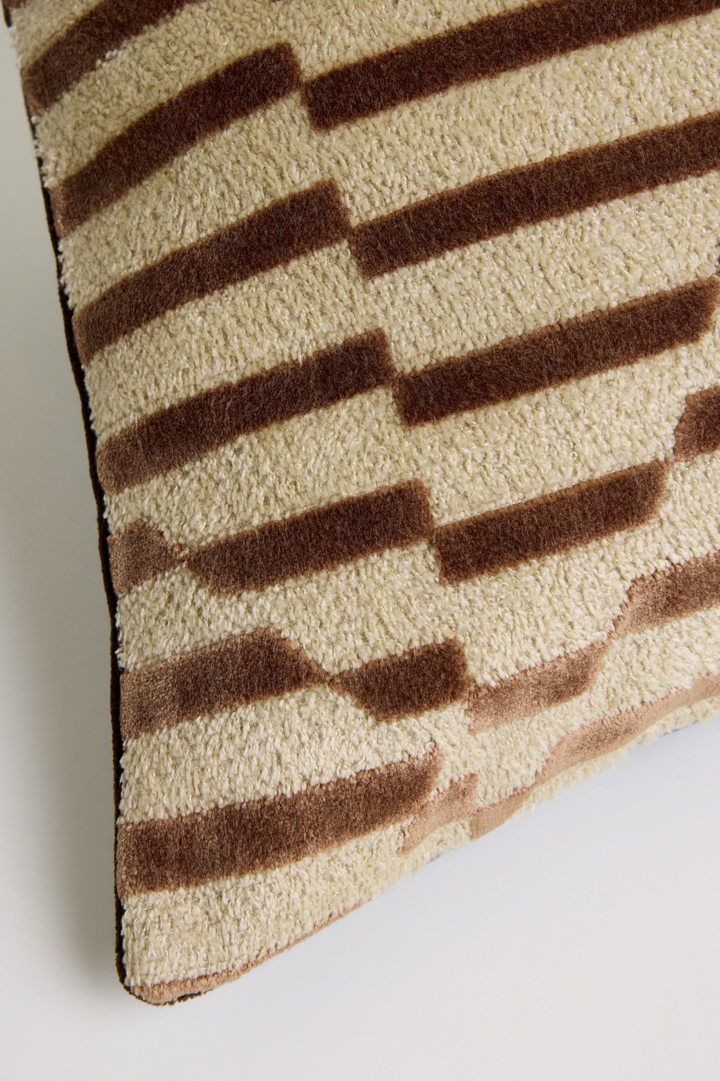 Stripes Velvet Cushion Cover - Brown