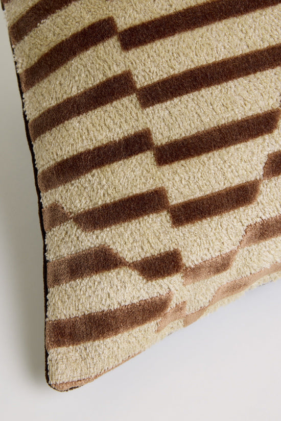 Stripes Velvet Cushion Cover - Brown