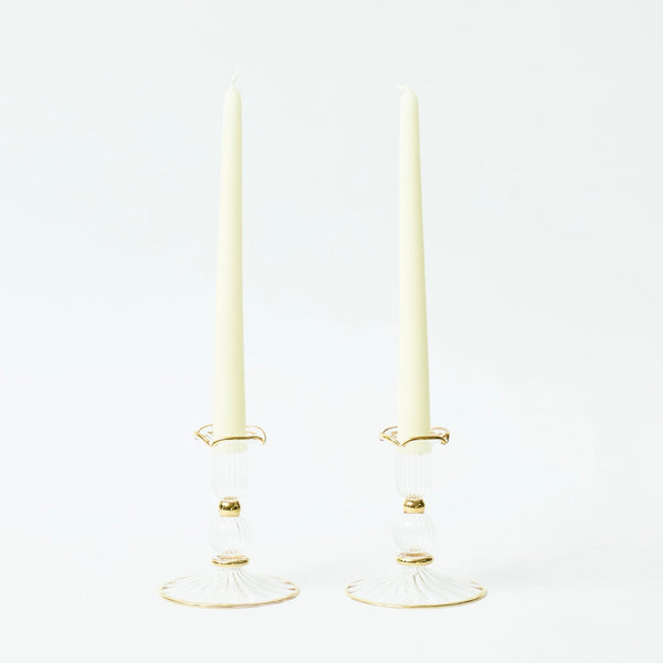 Gold Rimmed Savannah Candleholders (set of 2)