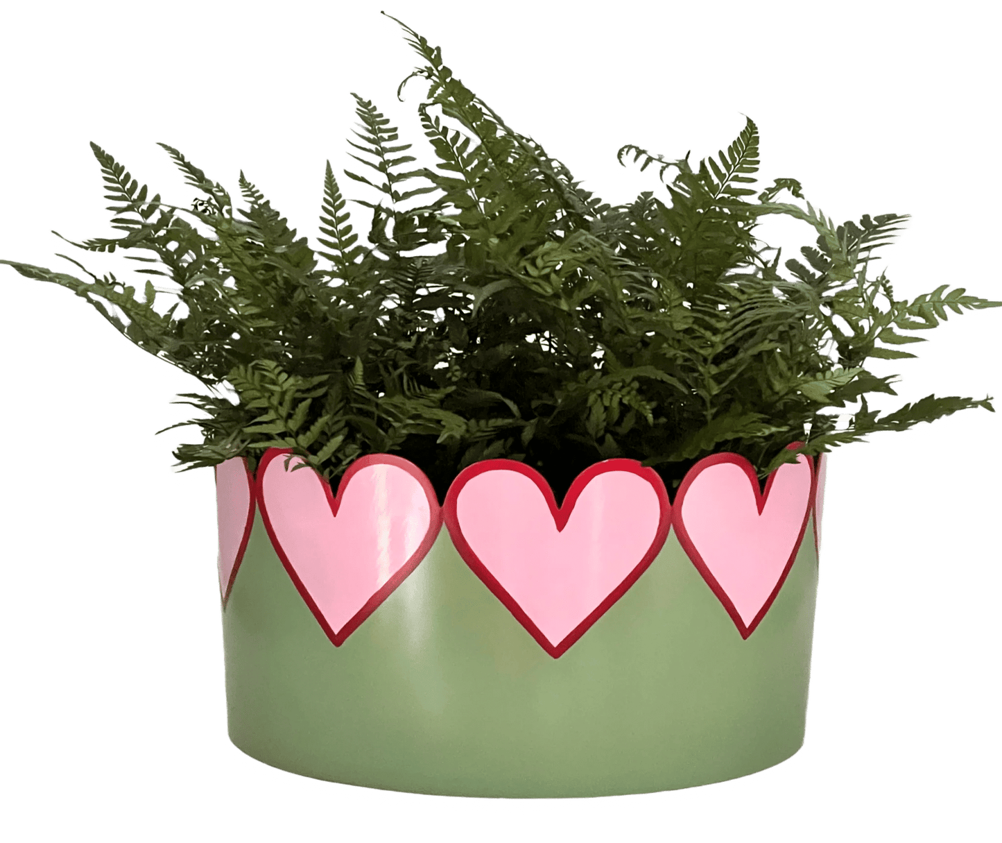 Round Heart Planter Large - Apple Green, Candy Pink and Ruby Red