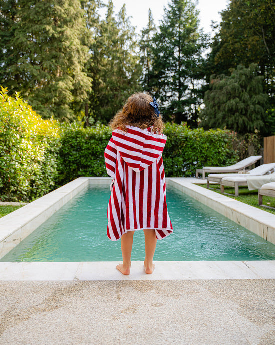 Burgundy Striped Poncho for Children