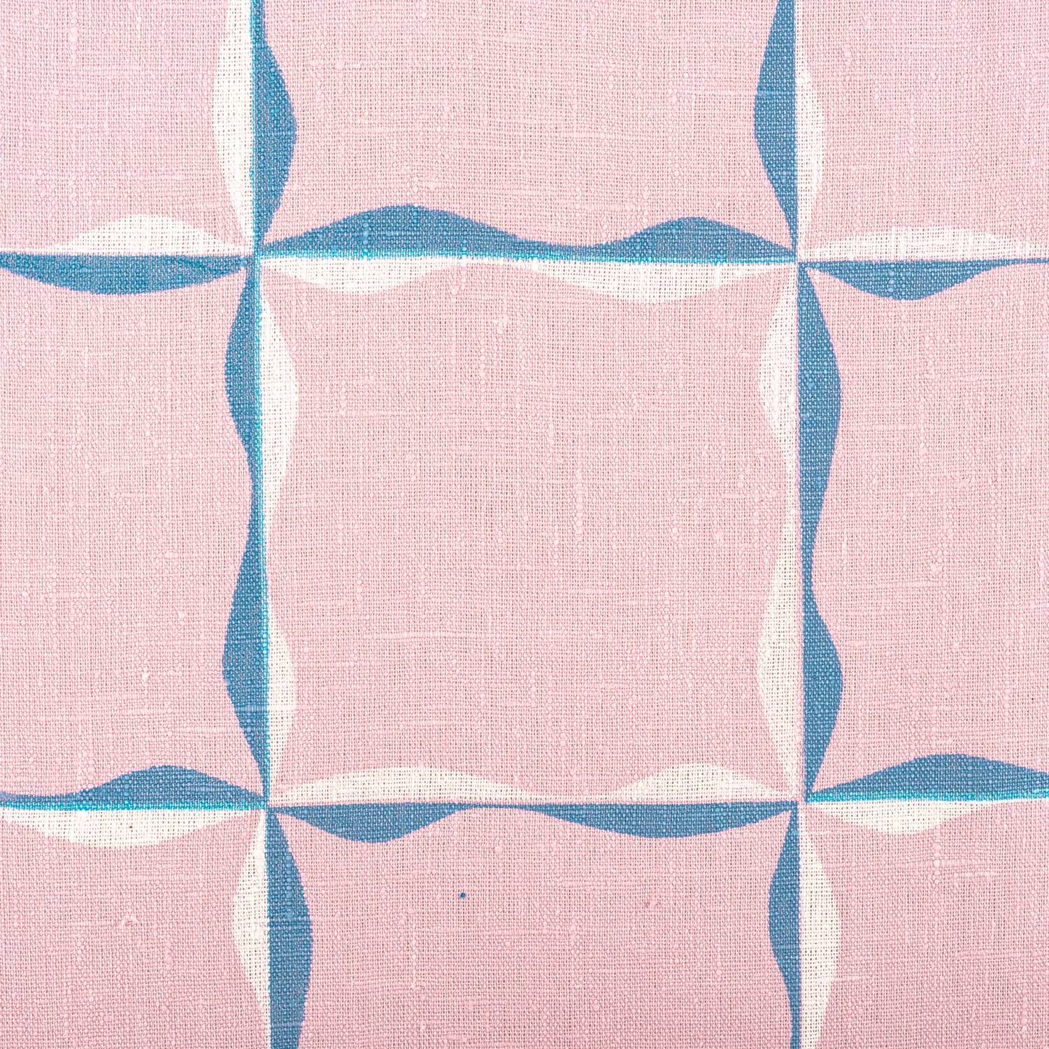 Ribbon Check Fabric (Blue on Dusty Pink)