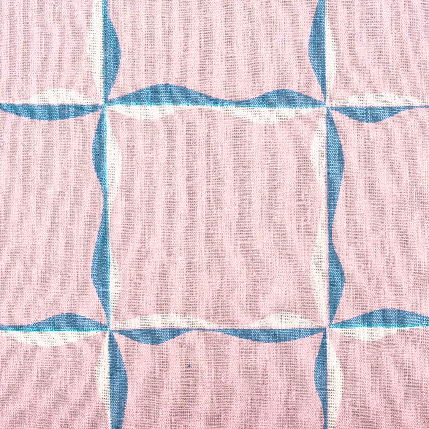 Ribbon Check Fabric (Blue on Dusty Pink)