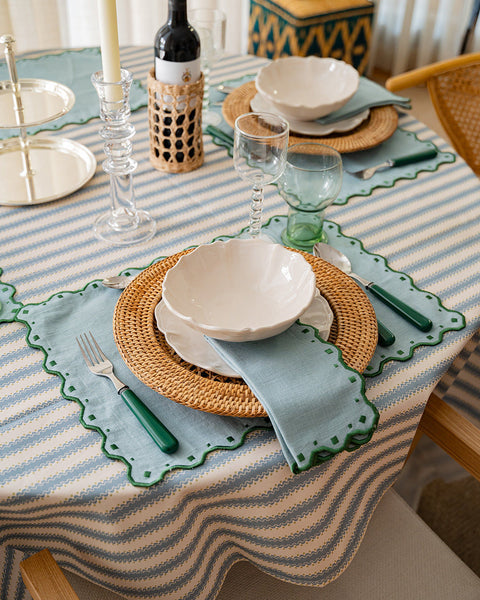 Atlântica Blue Printed Tablecloth in 100% Cotton