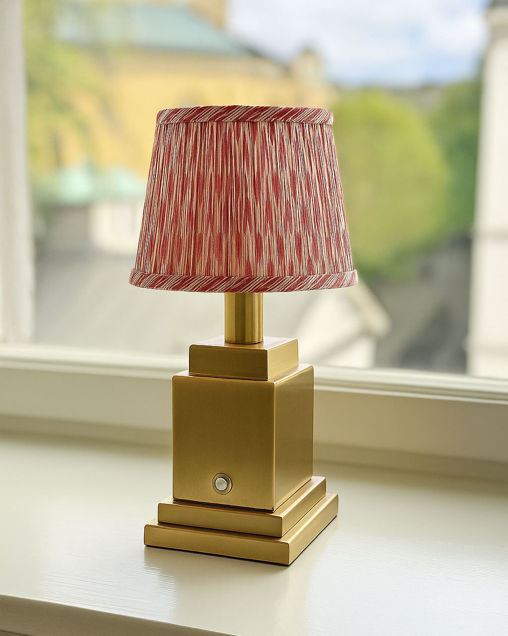 Athena Rechargeable Table Lamp (Red Ikat)