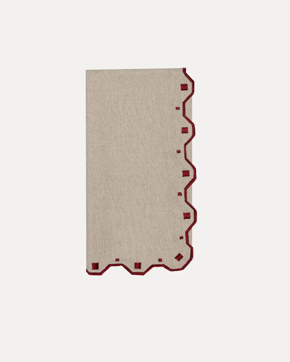 Porto Napkin, Beige with Bordeaux