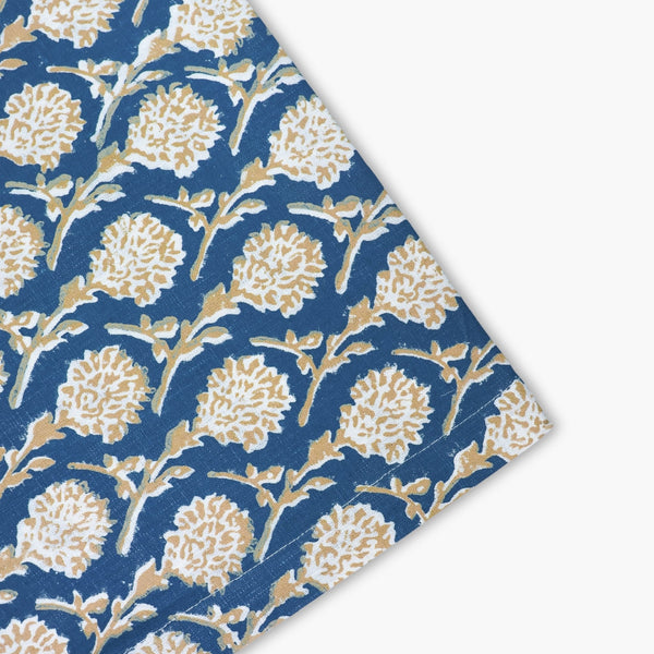 Nikhar Linen Hand-Printed Runner - Ink Blue