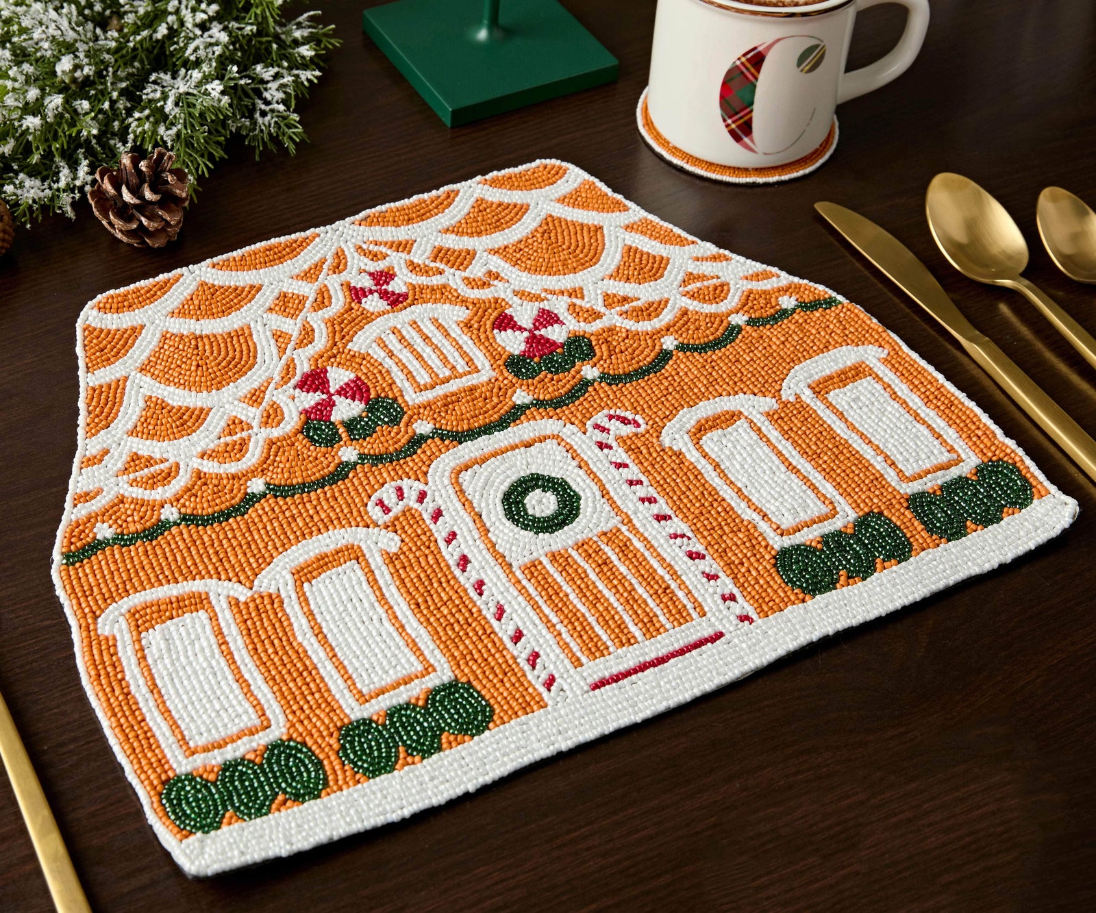 Handicraft Gingerbread House Beaded Placemat