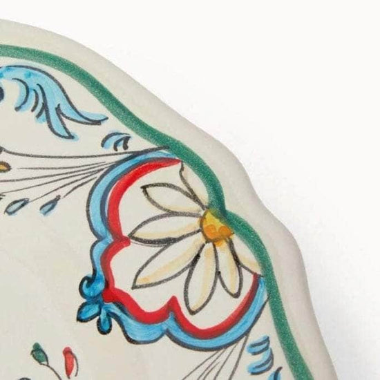 Italian Hand Painted Stoneware Plates With Flower Motif - Set of 4