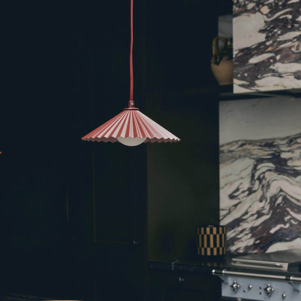 Burgundy small pleat ceiling pendant