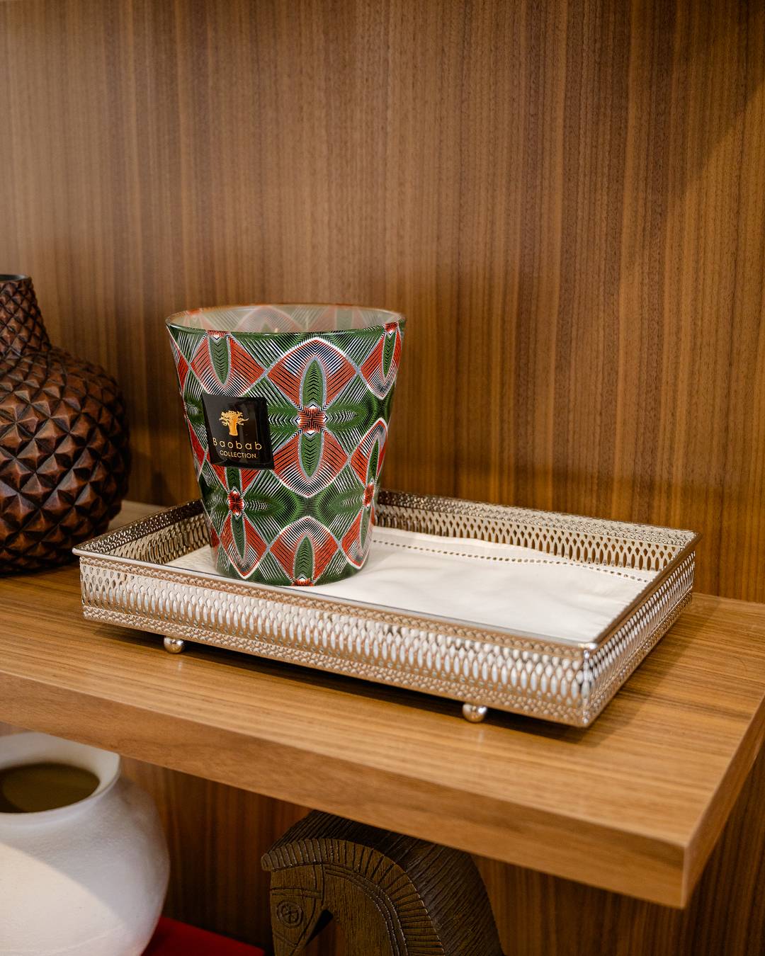 Rectangular Silver Tray with Mirror