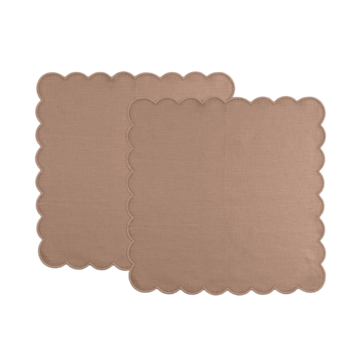 Scalloped Linen Napkins In Powder Pink