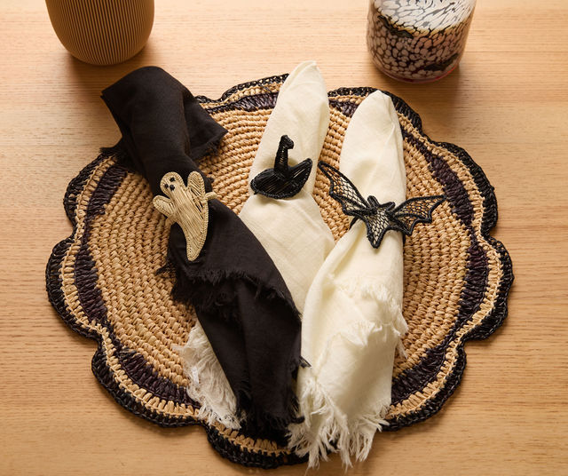 Halloween Napkin Ring with Ghost Bat Witch Hat