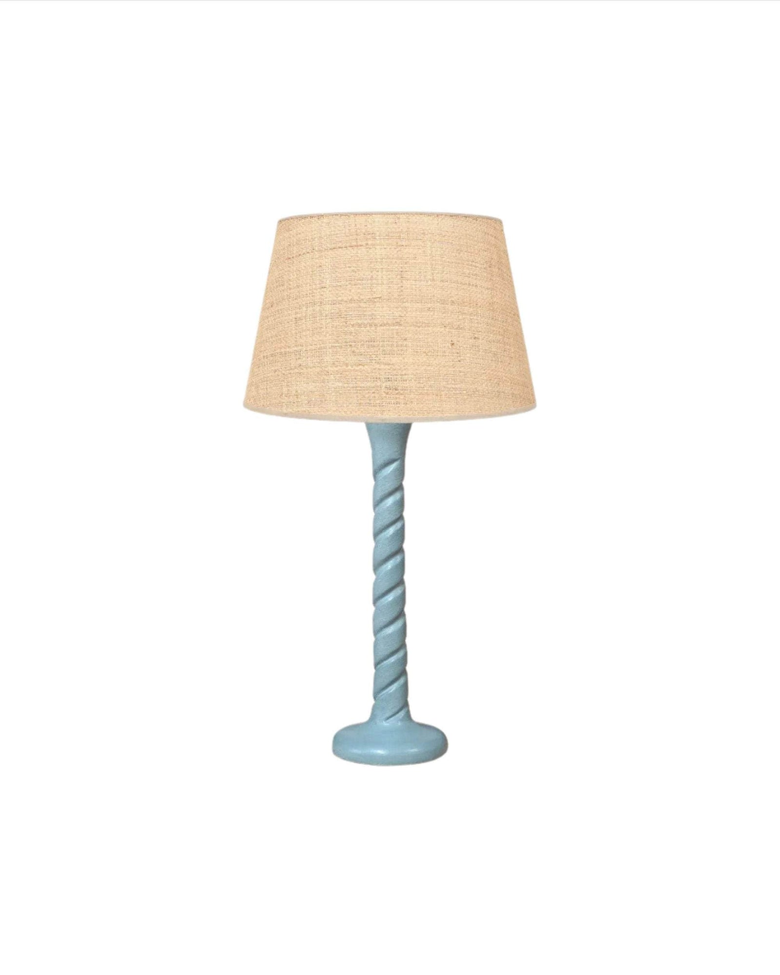Small Twisted Wooden Table Lamp - Light Blue