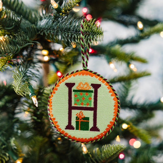 Needlepoint Monogram Ornament - H