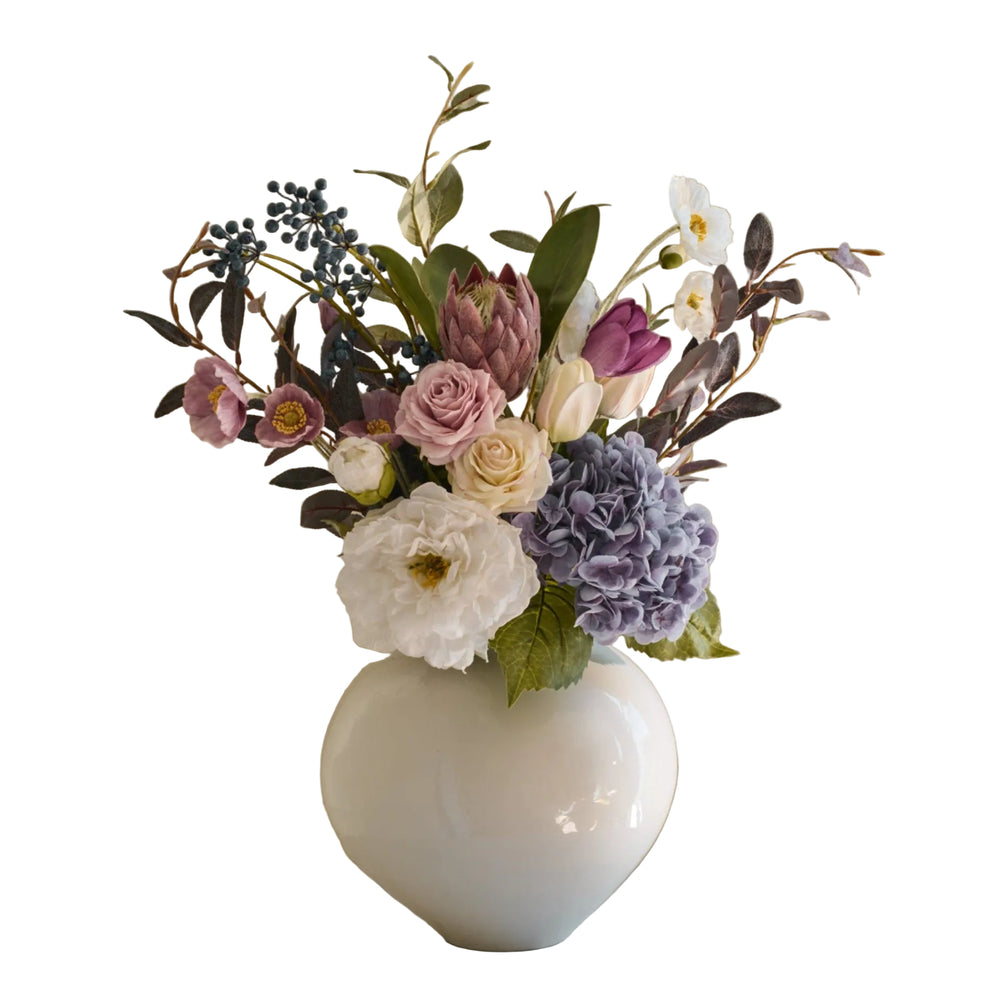 Belle - Faux Flower Arrangement - Purples, Whites & Greens