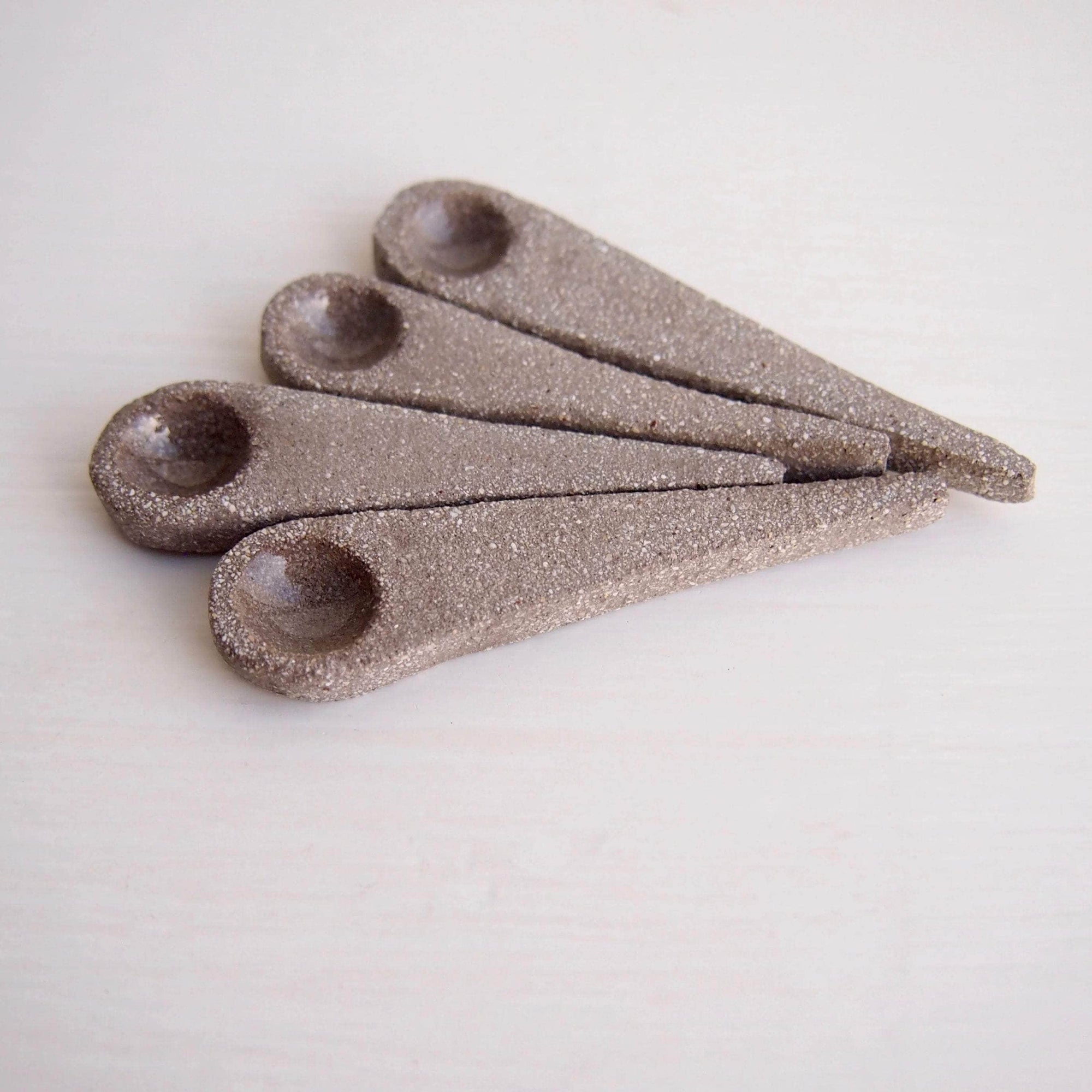 Handmade Mini Grey Ceramic Salt or Spice Spoon