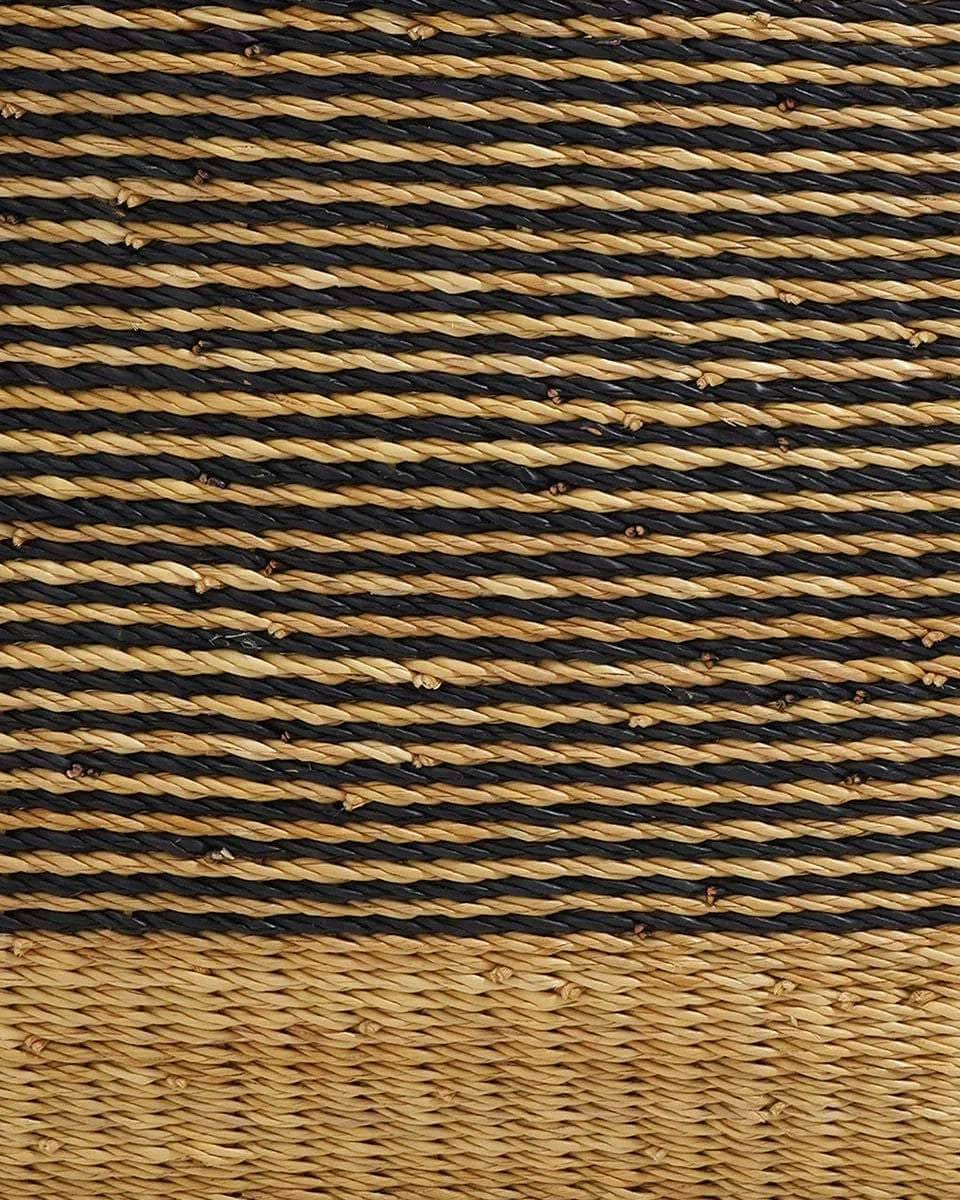 OBUASI: Black Striped Square Storage Basket