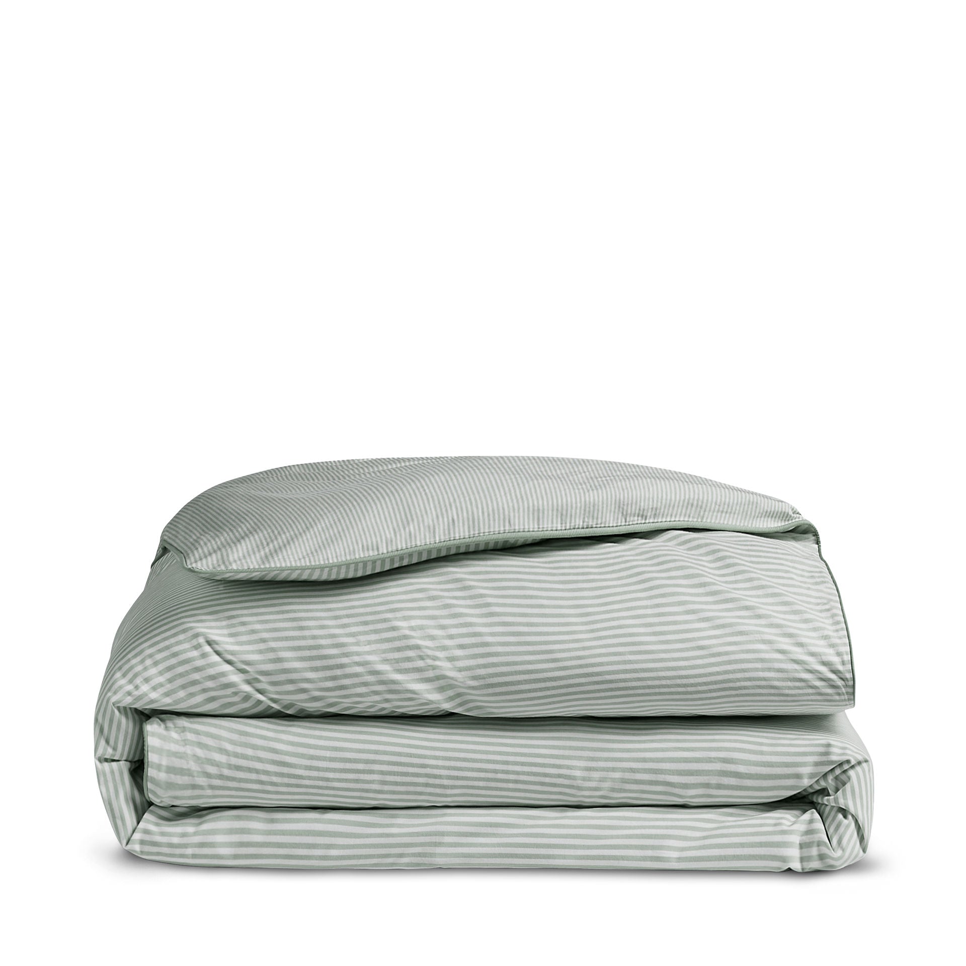 Luxury Organic Cotton Sage Green Striped Duvet Cover