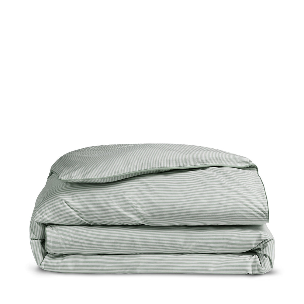 Luxury Organic Cotton Sage Green Striped Duvet Cover