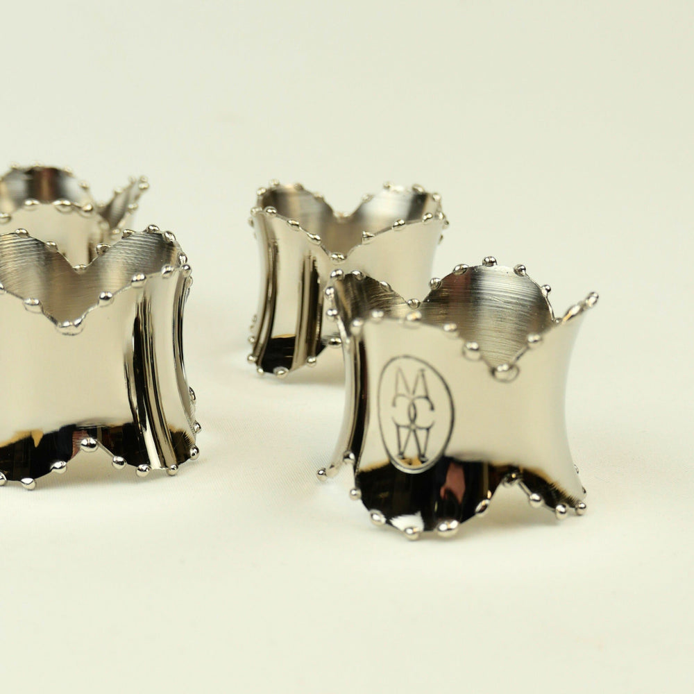 Nickel Napkin Ring Scalloped Set of 4
