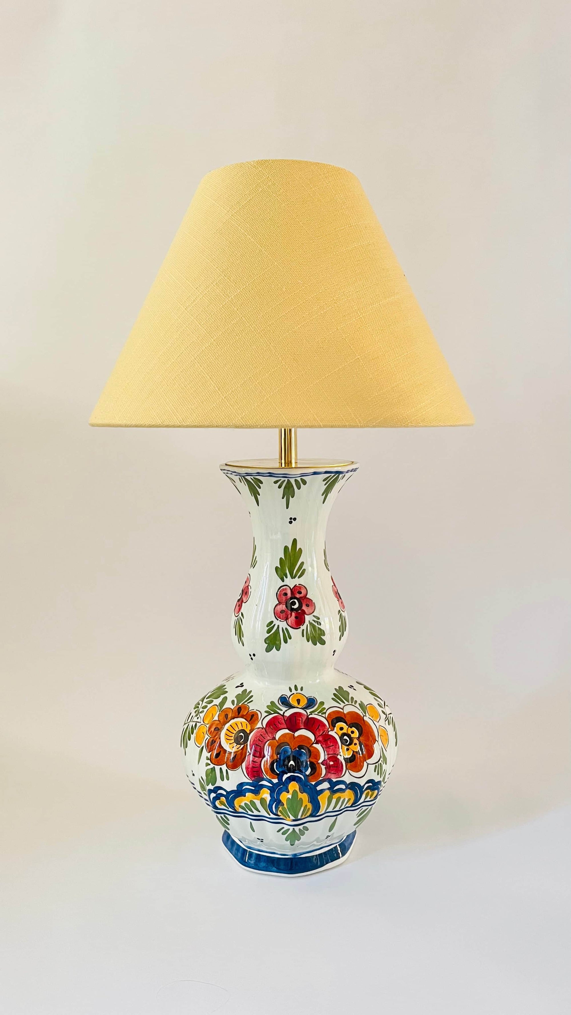 Antique Delft Polychrome Lamp