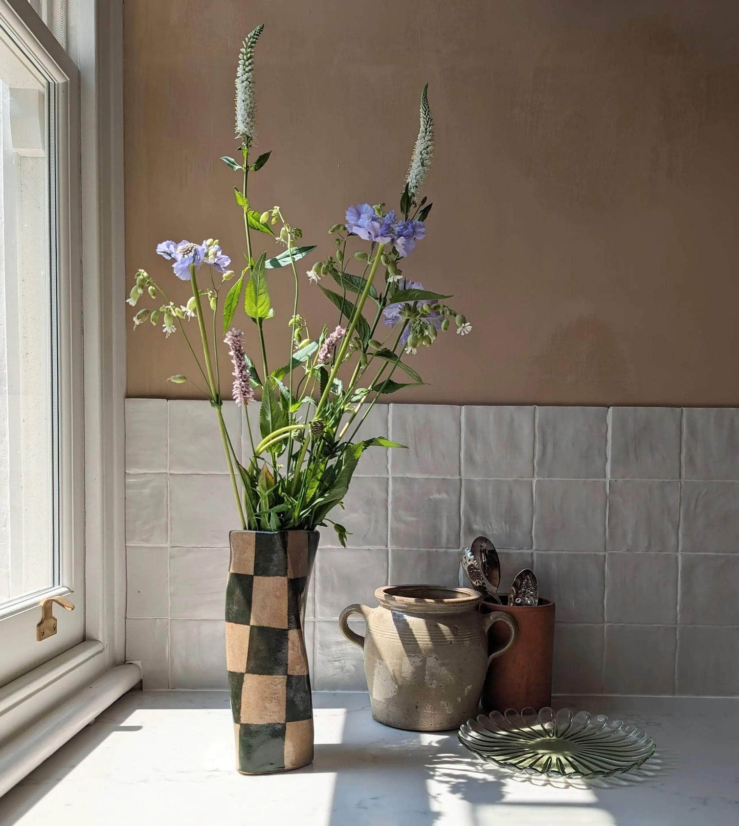 Green Check Twist Vase