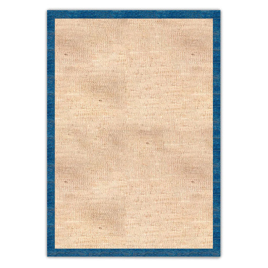 Cream with Sky Blue Border Flatweave Rug