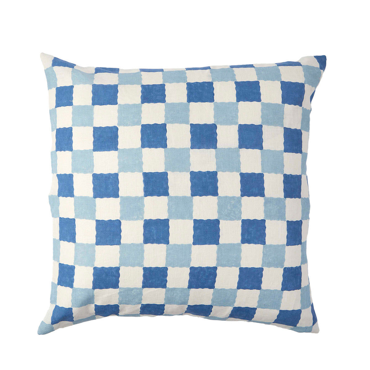 Cushion Chequer Blues 65 x 65 cm