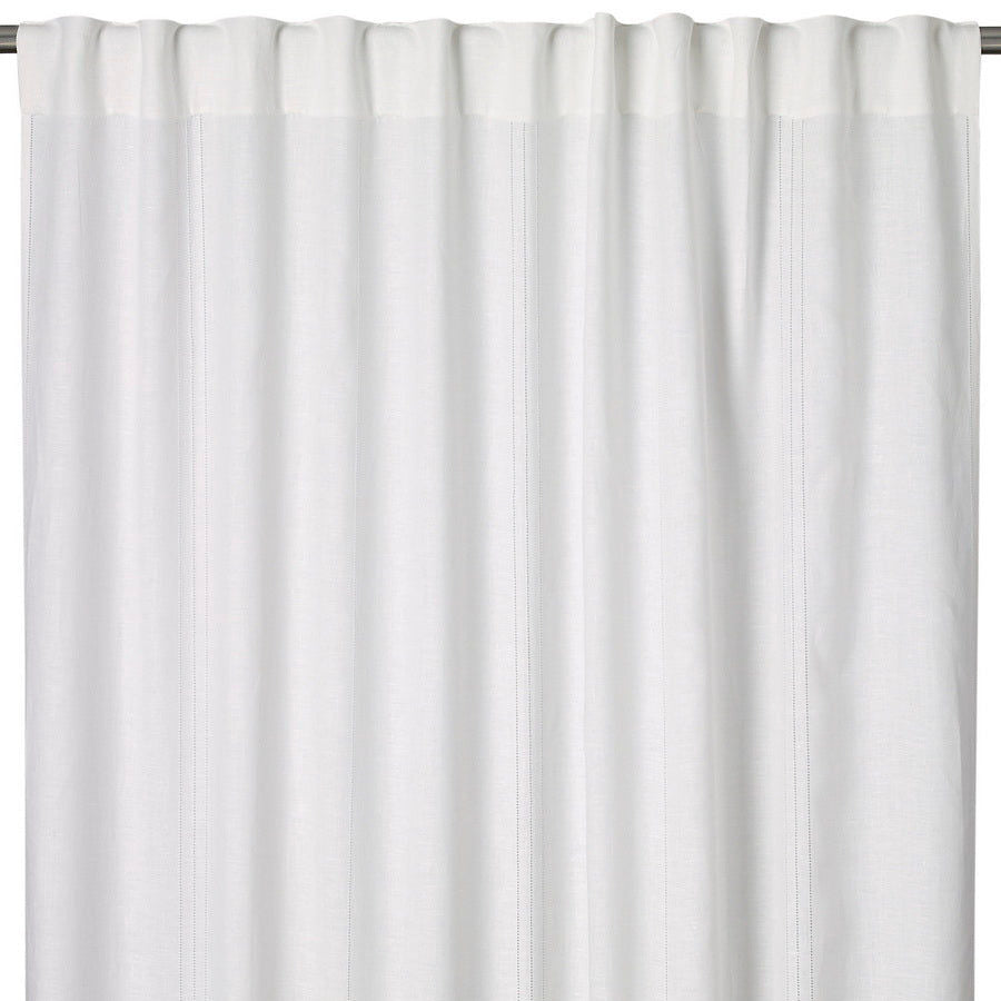 Drawn Thread Curtains - Hemstitch Rows - Ivory White