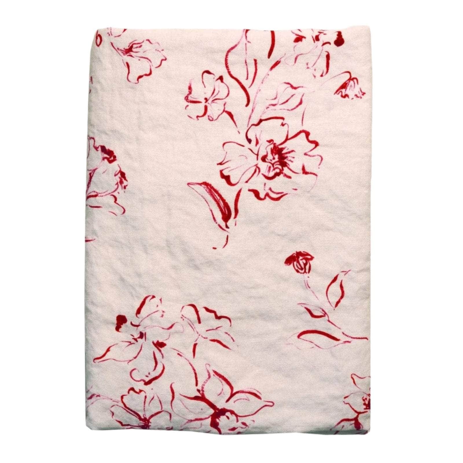 Wild Bloom Cherry Linen Tablecloth