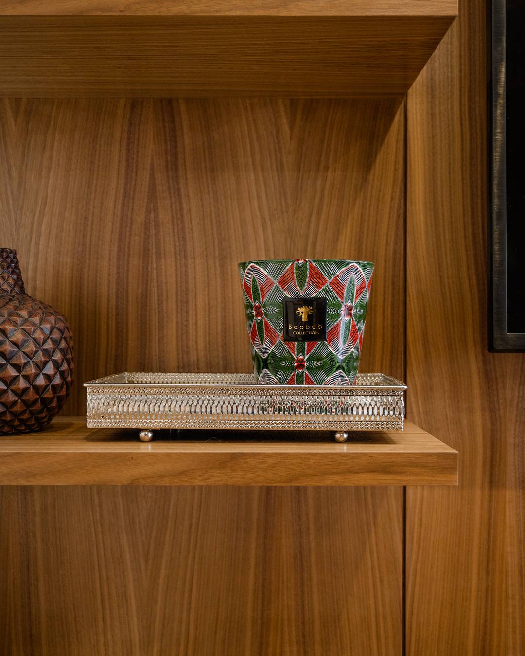 Rectangular Silver Tray with Mirror