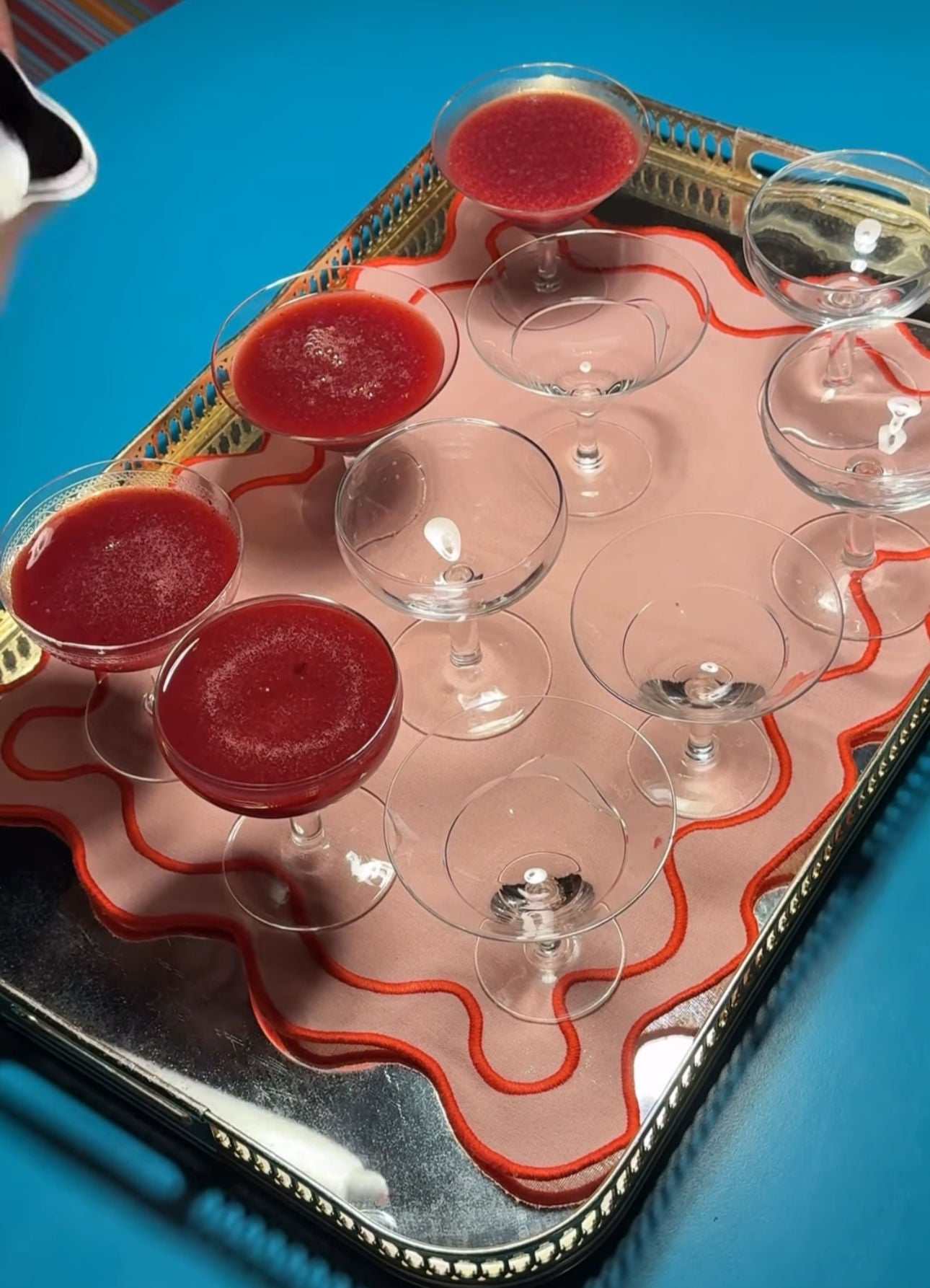 Wavy Placemats Pink/Red - Set of 2