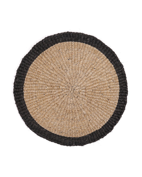 SURA: Natural & Black Trim Woven Circular Placemat