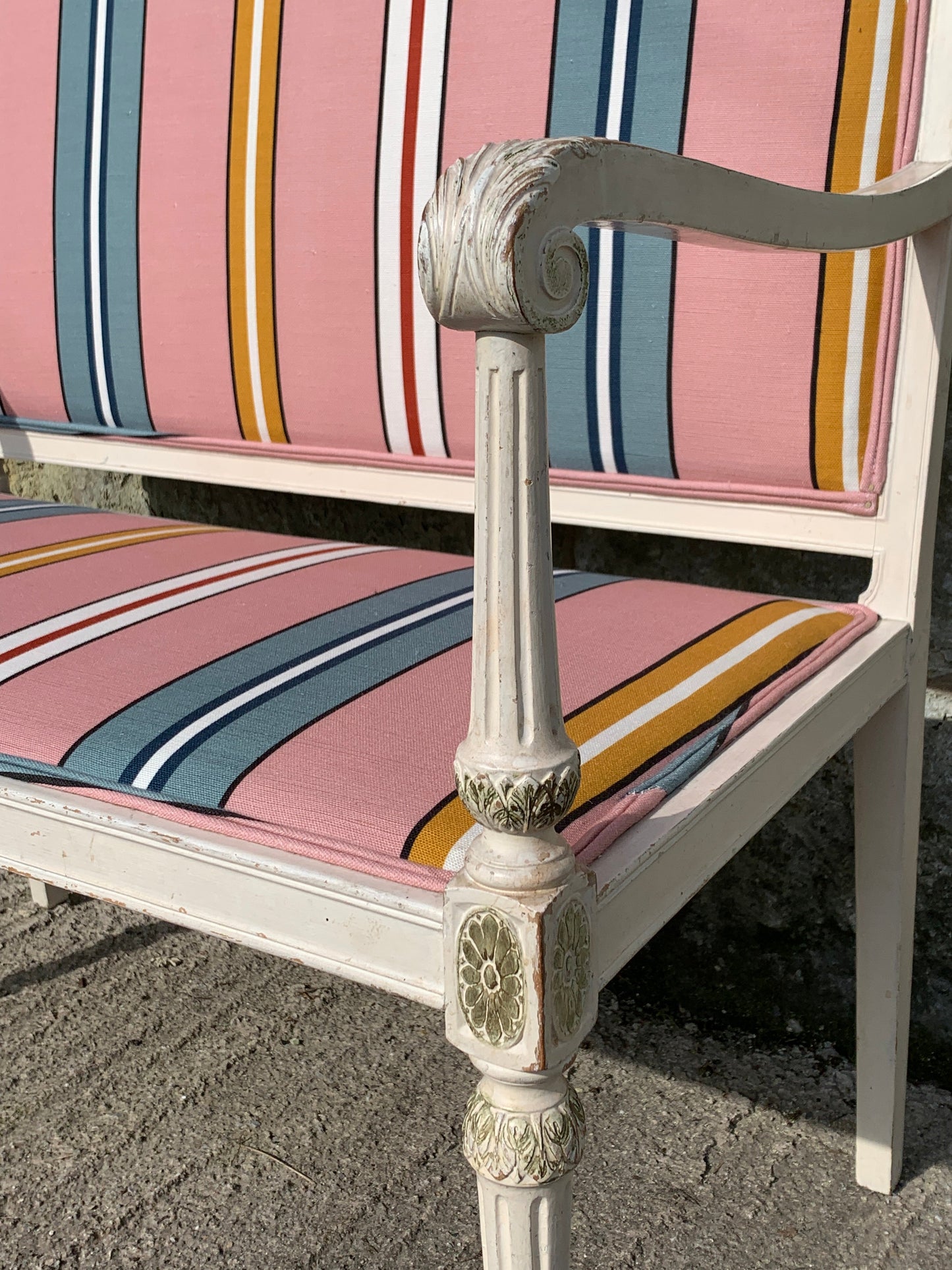 DAISY – Antique French Settee Neo-Classical style with Ottoline Fabric