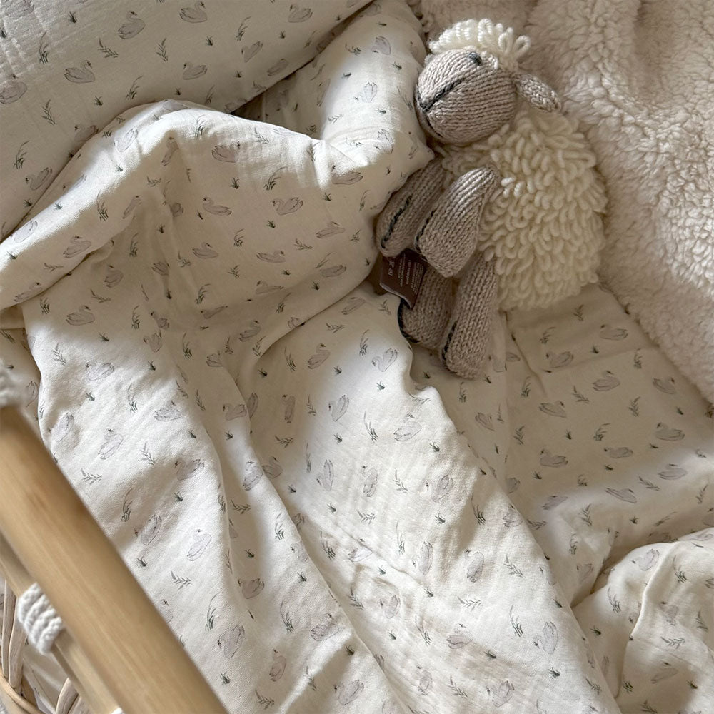 Organic Muslin Bedding  Set -  Swans