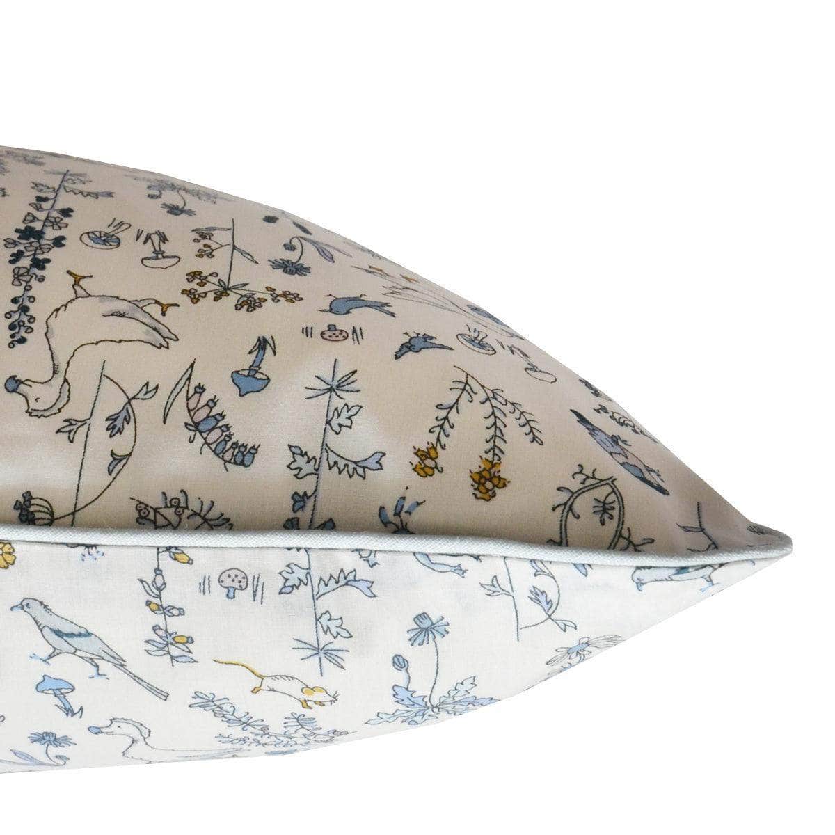 Piped Edge Personalised Cushion Made With Liberty Fabric Theo Blue