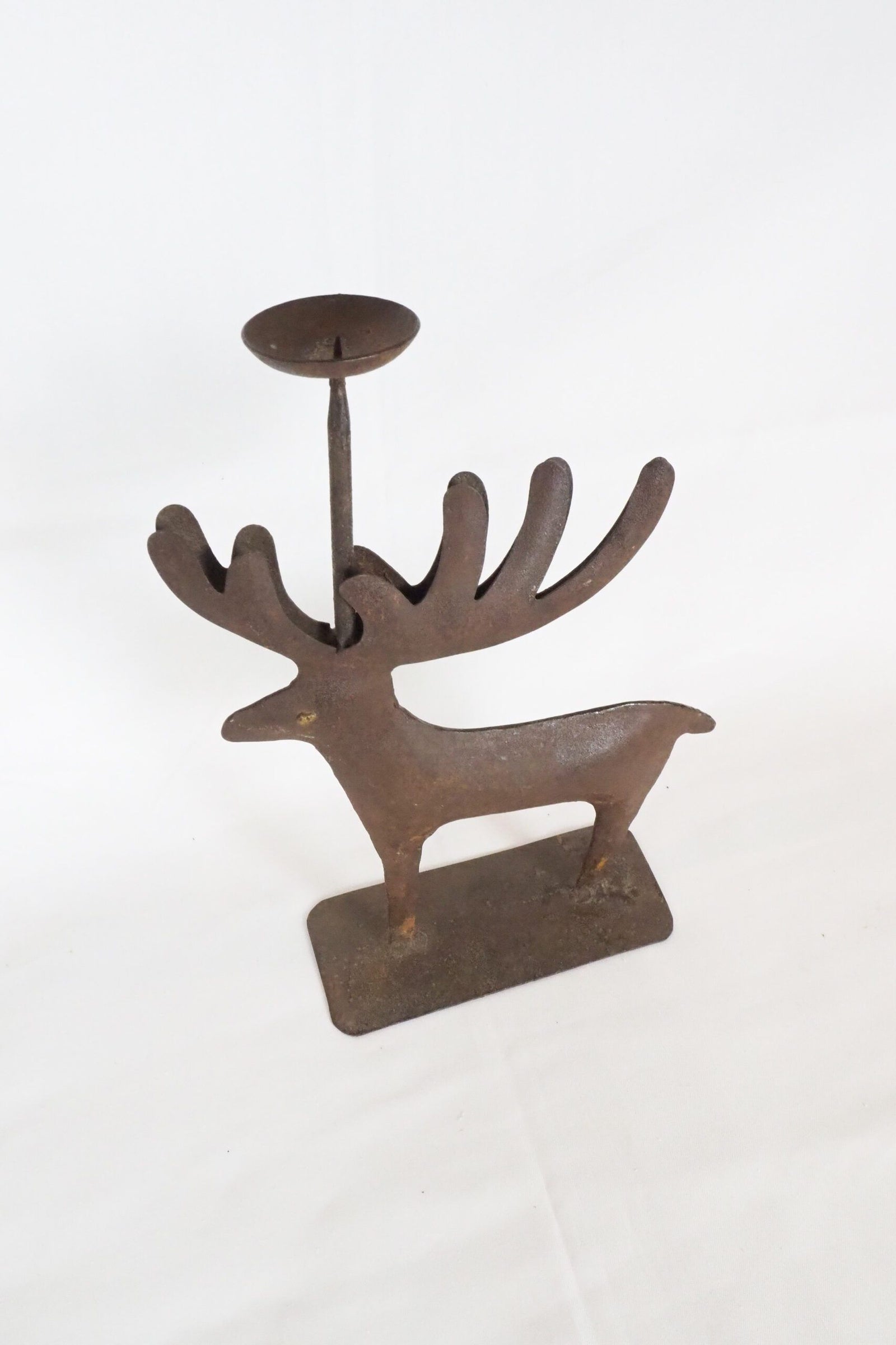 Folk Art Moose Candlestick