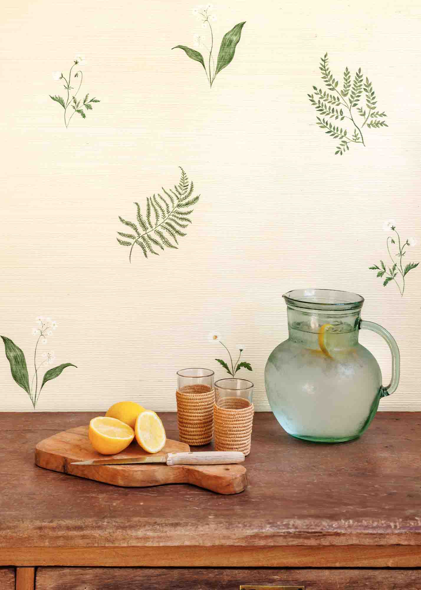 Herbarium Forest Grasscloth Wallpaper - Ivory