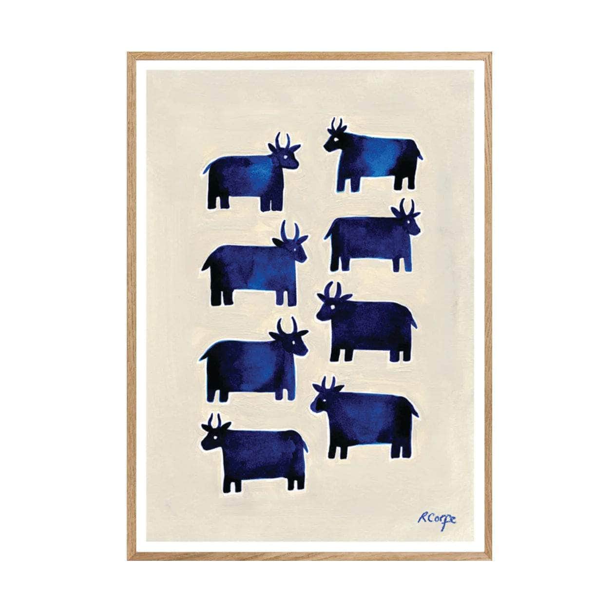 A2 - 'Moo' Blue Cow Print