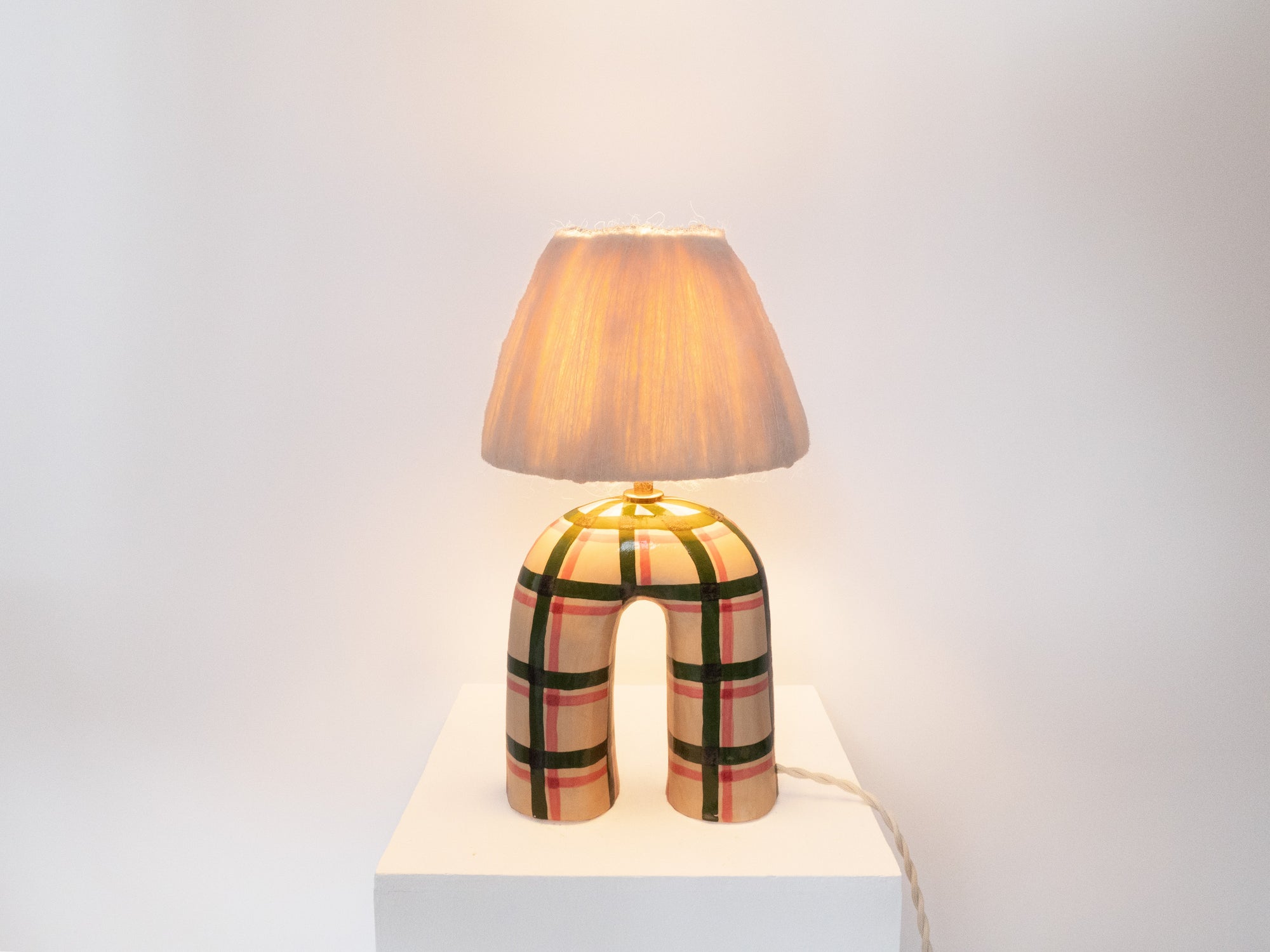 'You' Table Lamp - Green Gingham