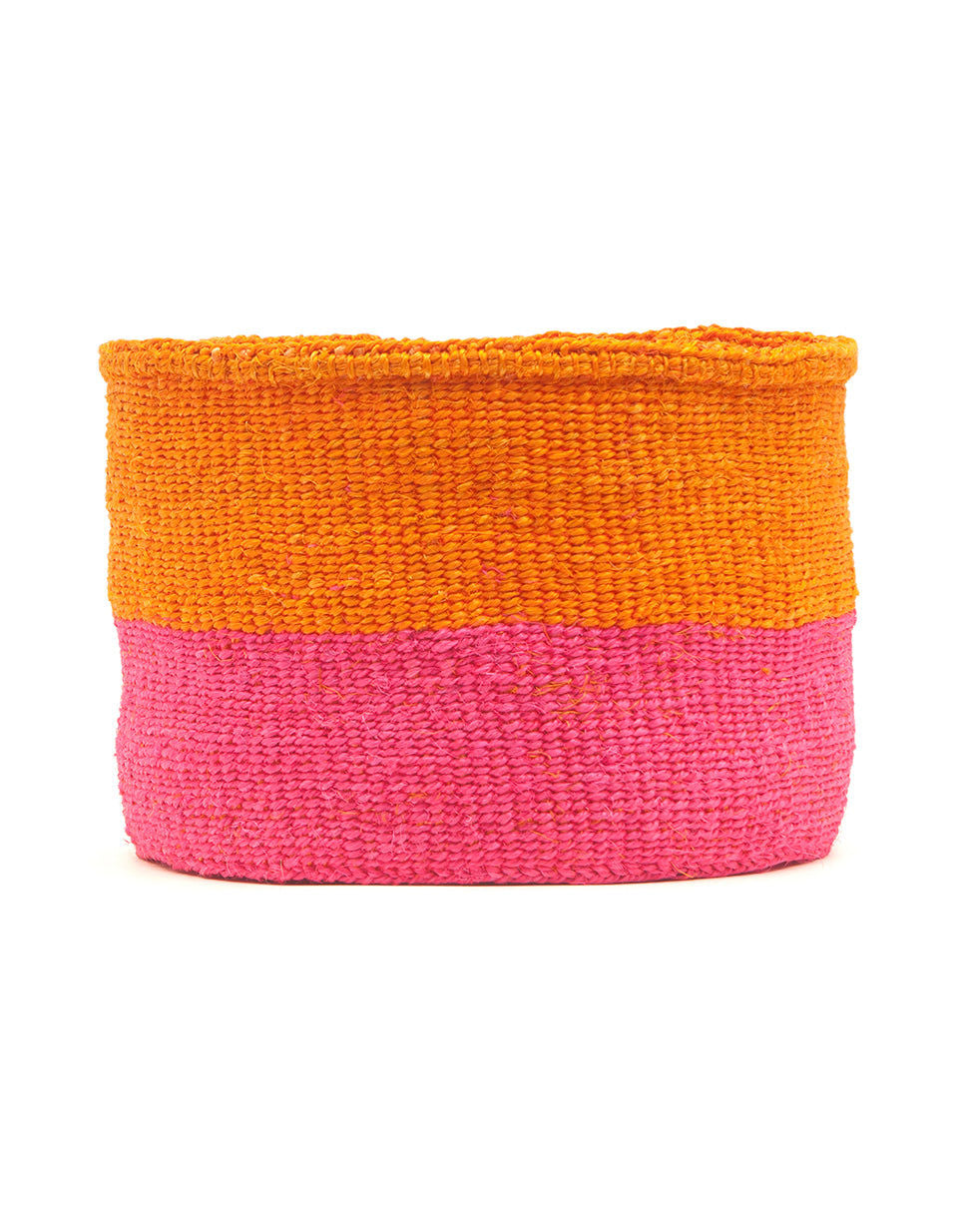 KALI: Orange & Neon Pink Duo Colour Block Woven Basket