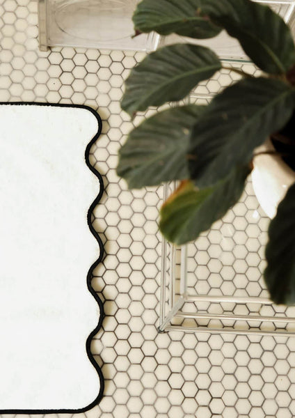 Ivory & Black Cotton Wavy Bath Mat