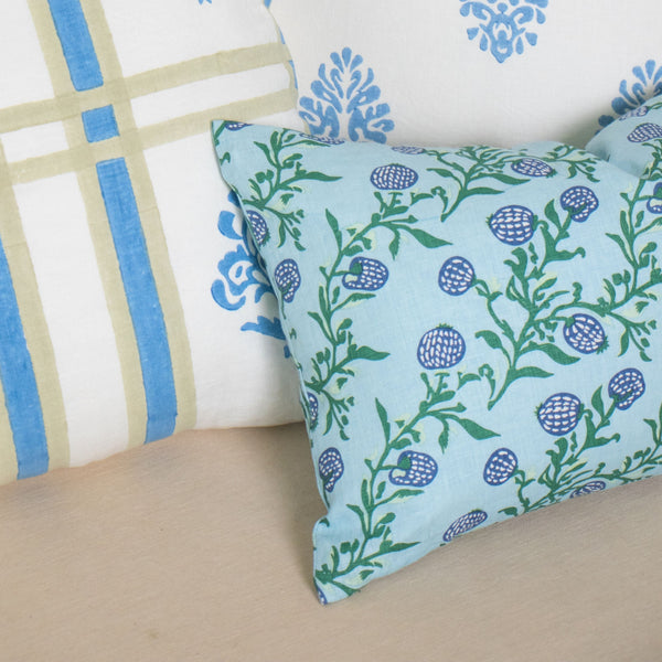 Rasa - Lumbar Pure Linen Throw Pillow Cover - Pastel Blue