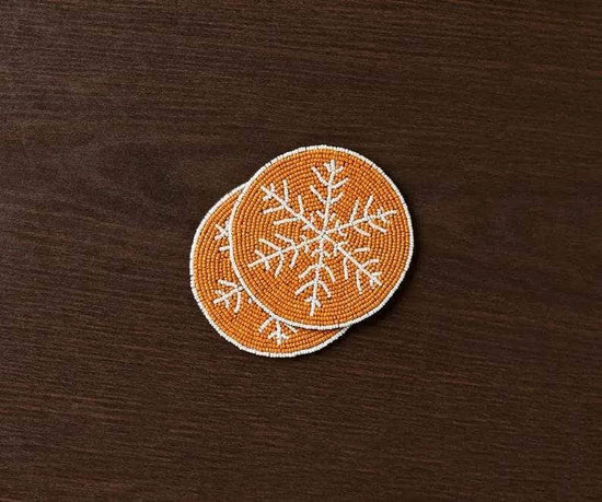 Handmade Beaded Christmas Snowflakes Coasters