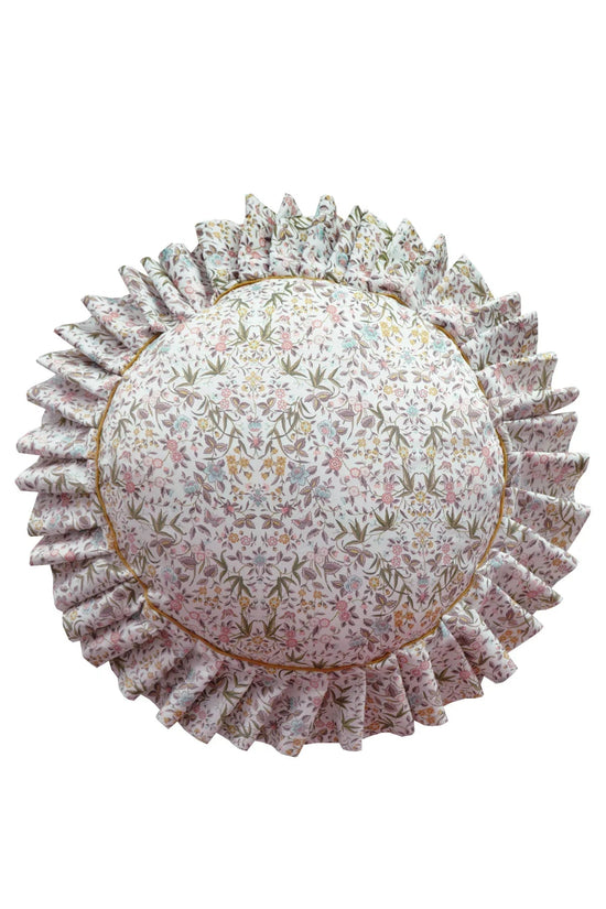 Round Pleat Cushion made with Liberty Fabric TAPESTRY