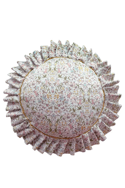 Round Pleat Cushion made with Liberty Fabric TAPESTRY